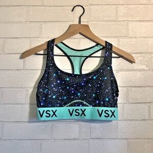 Victoria's Secret Sport VSX Black and Blue Galaxy Print Sports Bra M